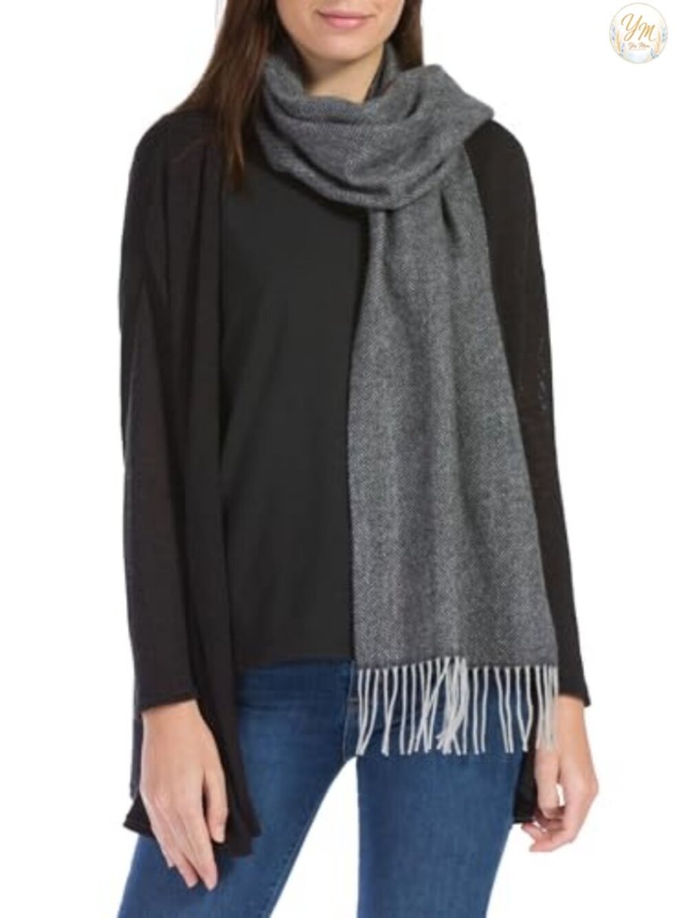 Luxury 100% Pure Cashmere Winter Scarf Fringe Lightweight Wrap